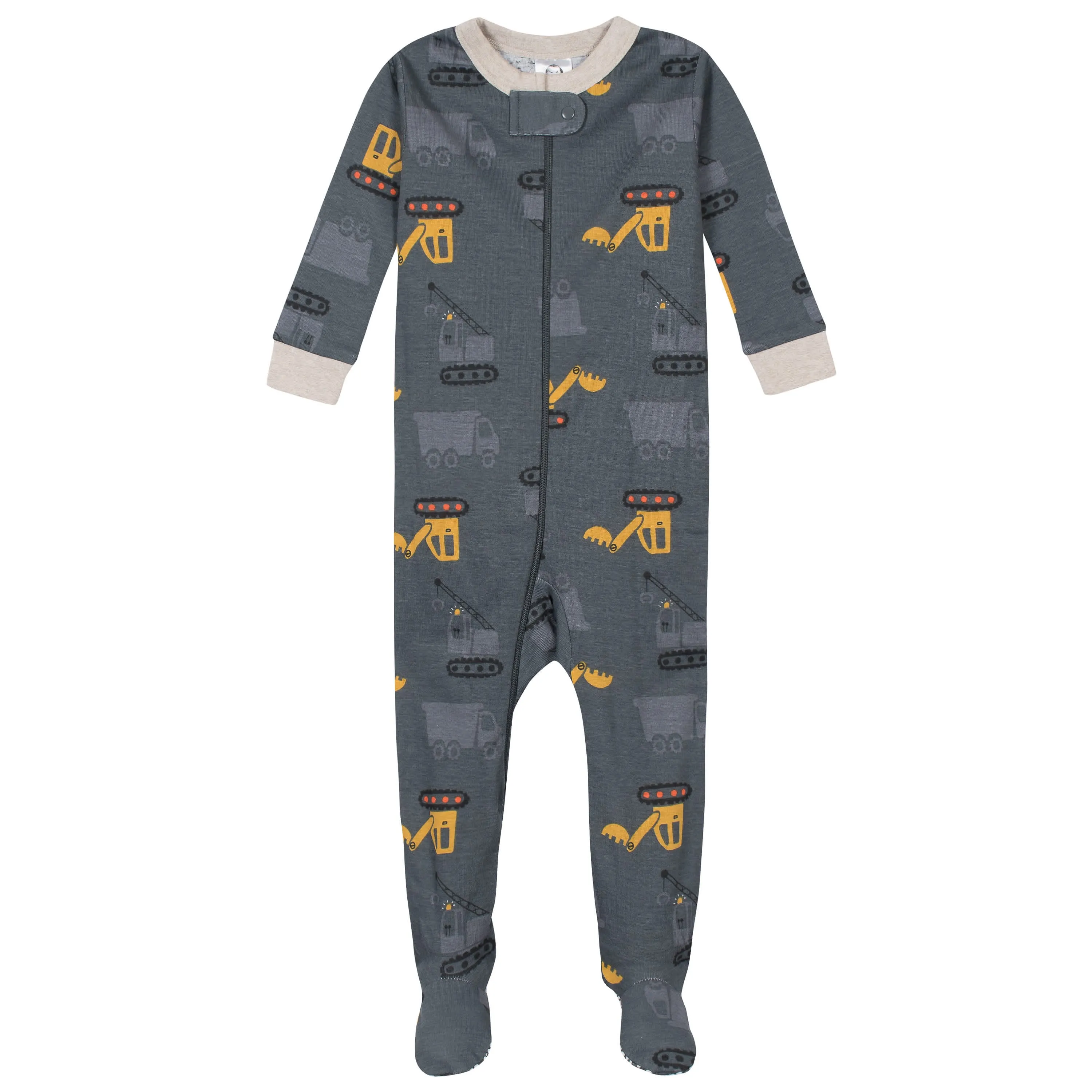 2-Pack Baby & Toddler Boys Construction Trucks Snug Fit Footed Cotton Pajamas