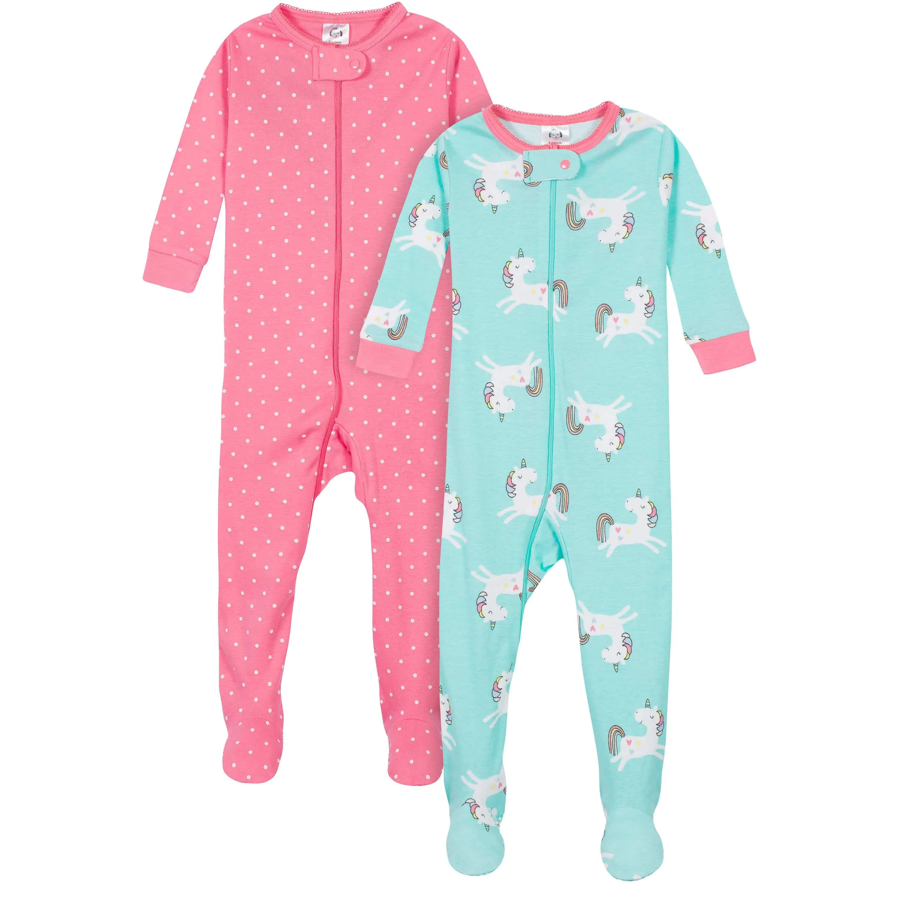 2-Pack Baby & Toddler Girls Unicorns Snug Fit Footed Cotton Pajamas