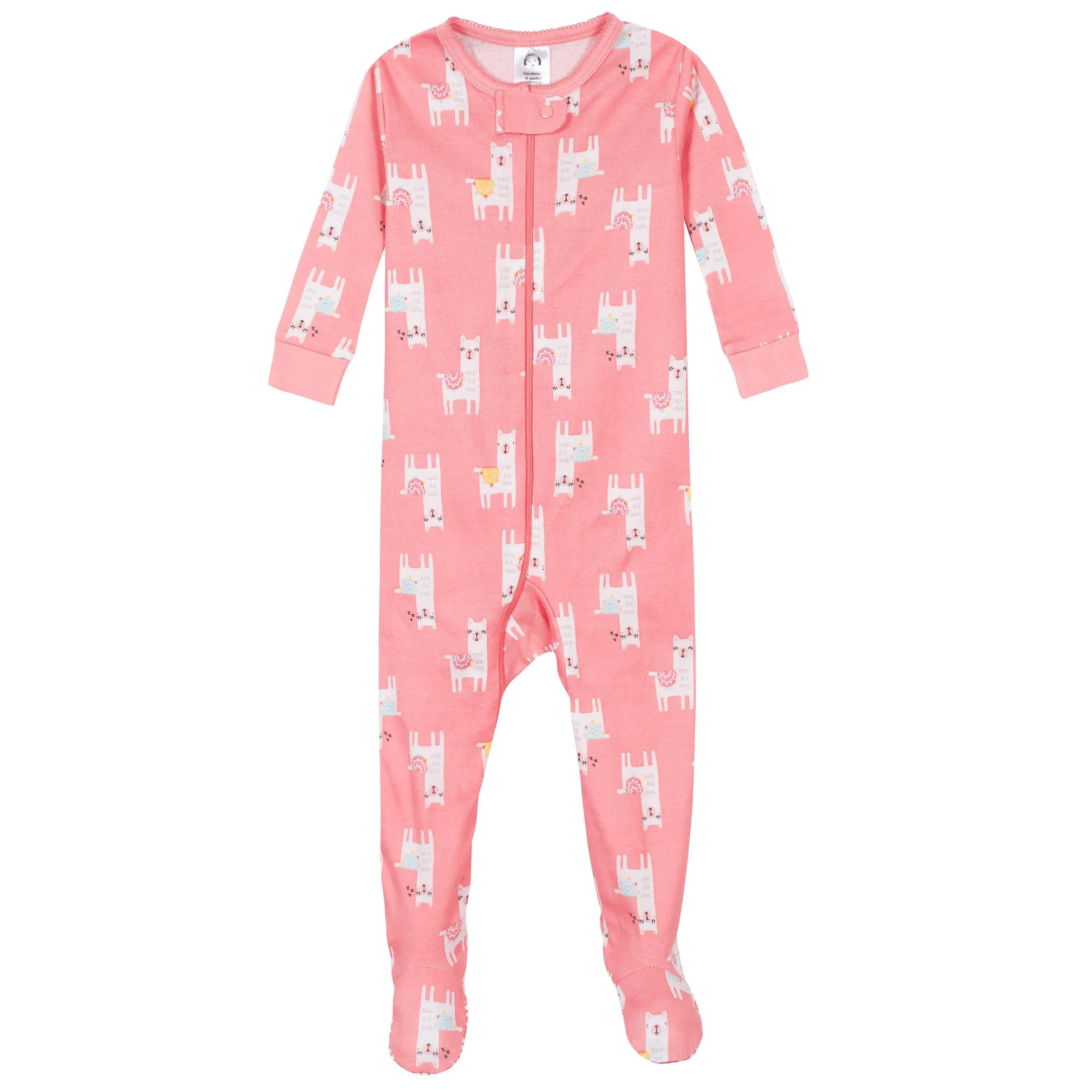 4-Pack Baby & Toddler Girls Llamas & Love Snug Fit Footed Cotton Pajamas