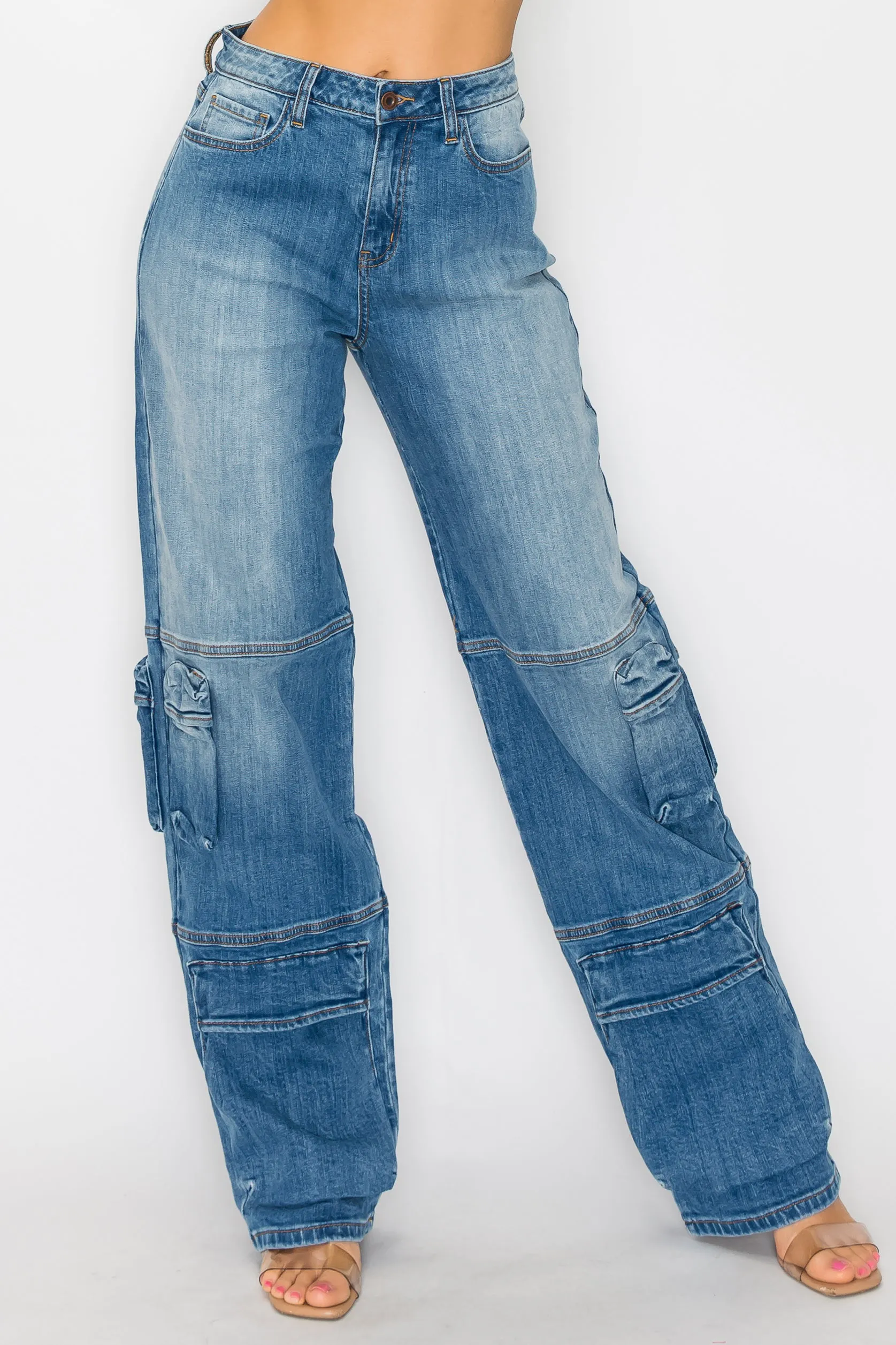 40568 Women's Cargo Jeans W/ Lower Leg Cargo Pockets