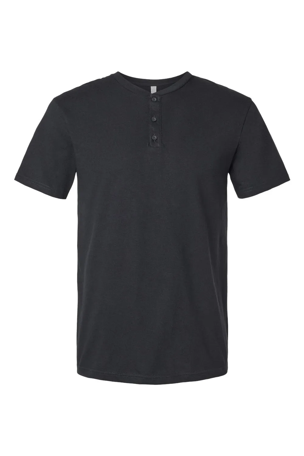 American Apparel Mens CVC Short Sleeve Henley T-Shirt - Black