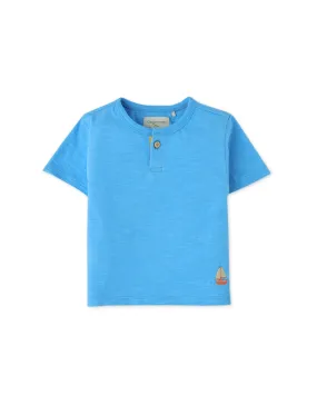 BABY BOYS HENLEY TEE WITH SAILBOAT EMBROIDERY