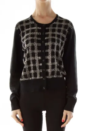 Black Beaded Buttoned Cardigan