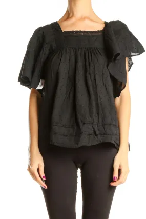 Black Chic Eyelet Lace Top