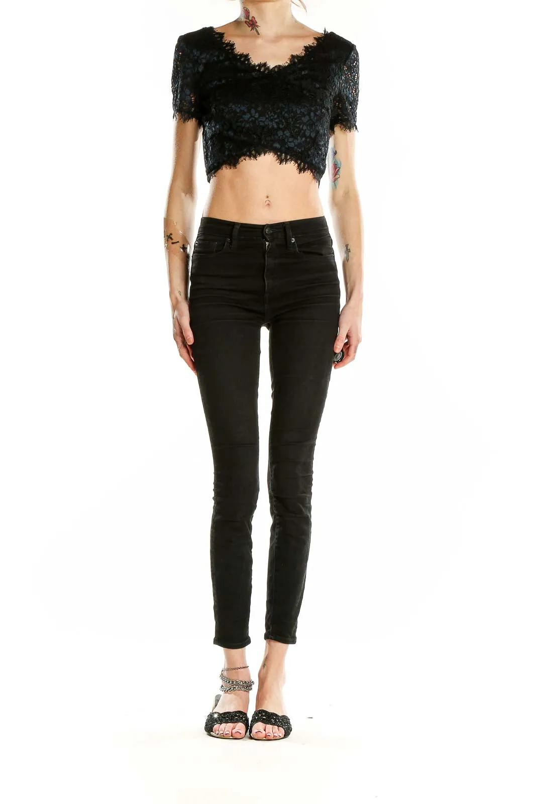 Black Lace Crop Top