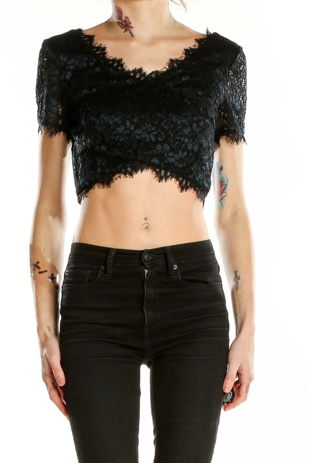 Black Lace Crop Top