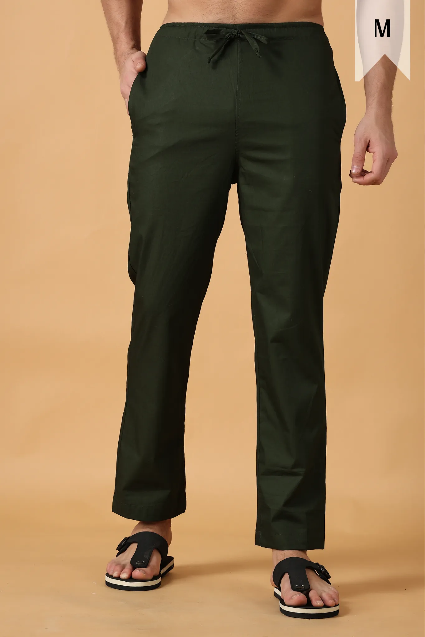 Bottle Green Cotton Pant Pajama