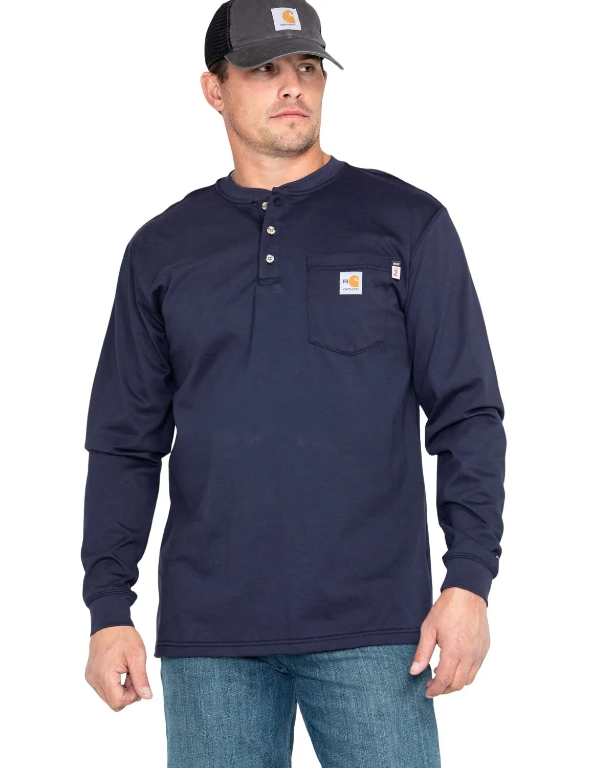 Carhartt 100237 Men's Flame Resistant Force Cotton Long Sleeve Henley