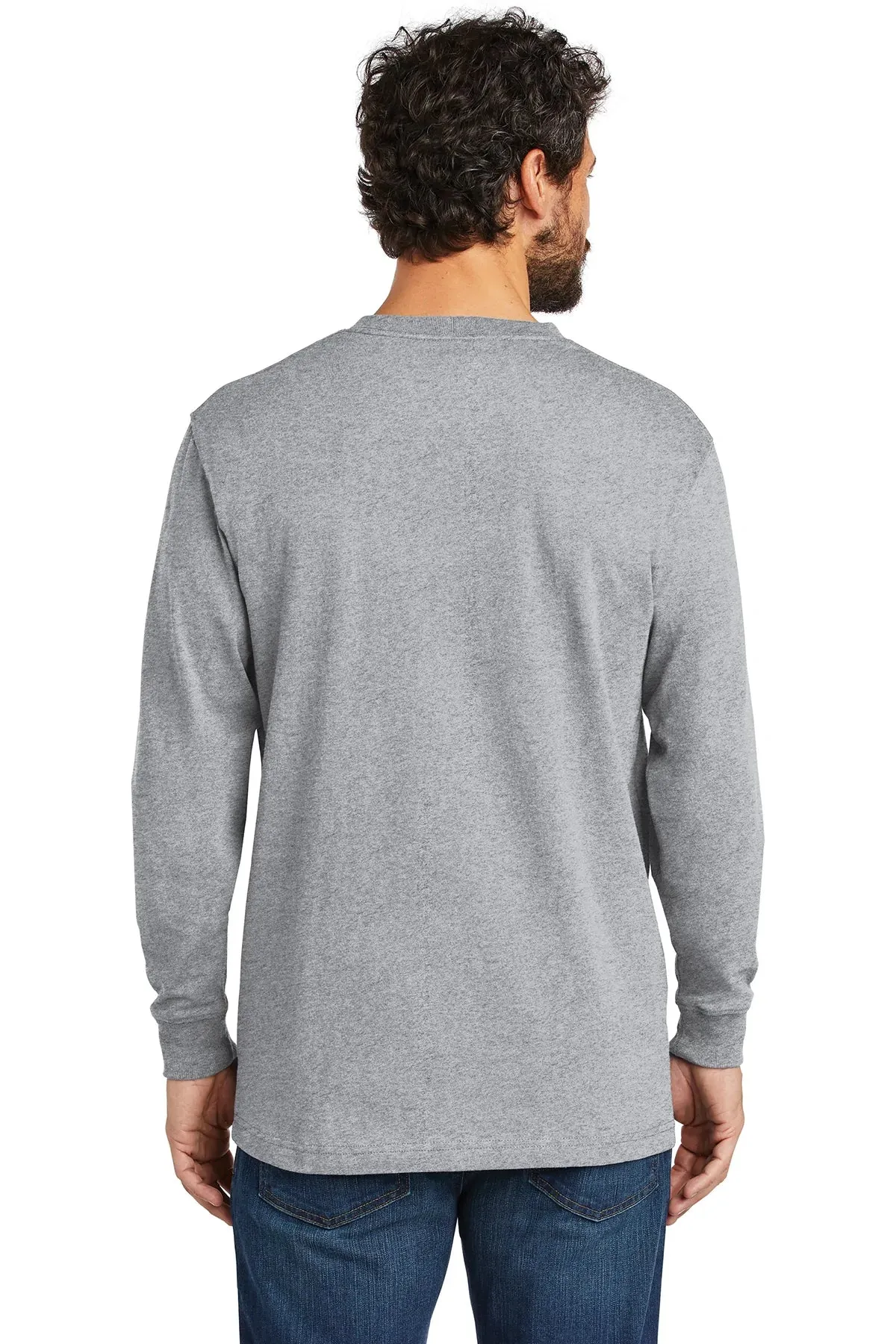 Carhartt Workwear Pocket Long Sleeve Custom T-Shirts, Heather Grey