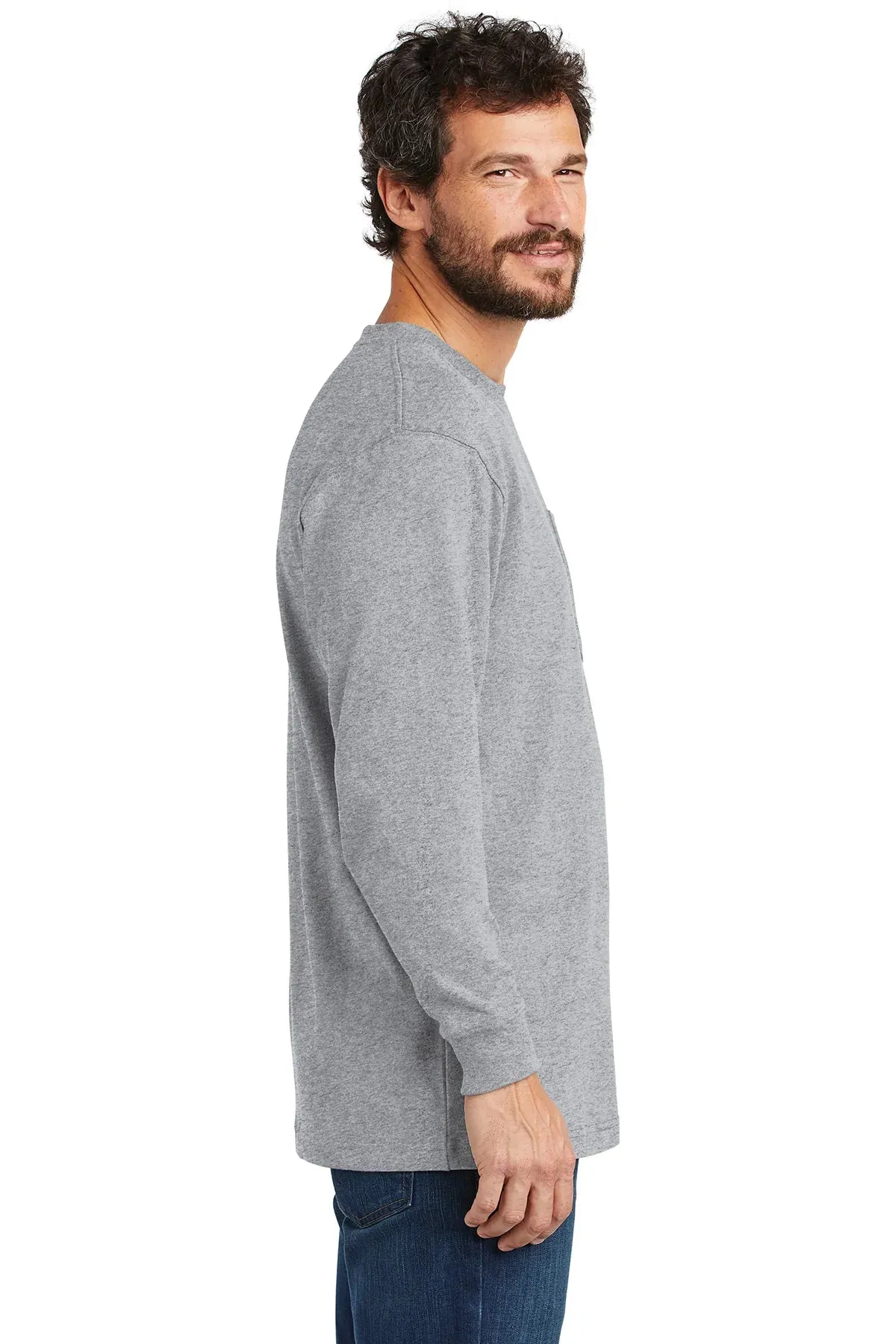 Carhartt Workwear Pocket Long Sleeve Custom T-Shirts, Heather Grey