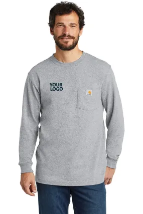 Carhartt Workwear Pocket Long Sleeve Custom T-Shirts, Heather Grey