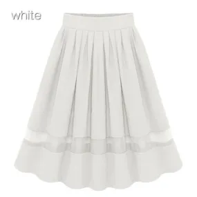 Chiffon Patchwork Pure Color Pleated Long Skirt