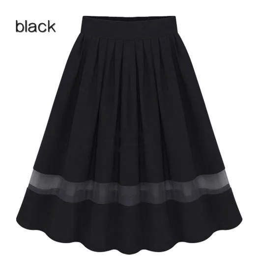 Chiffon Patchwork Pure Color Pleated Long Skirt