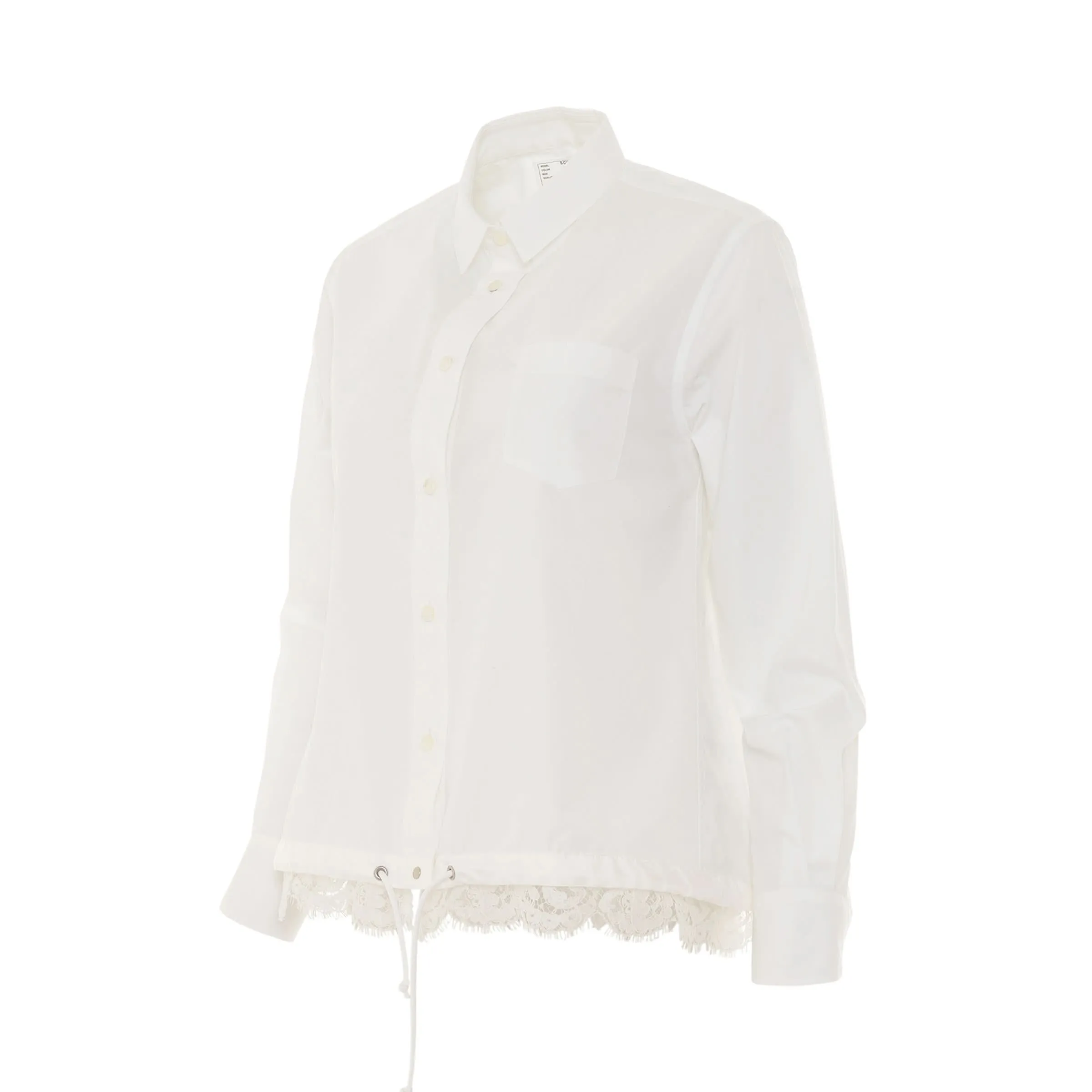 Classic Shirt with Drawstring and Lace in White