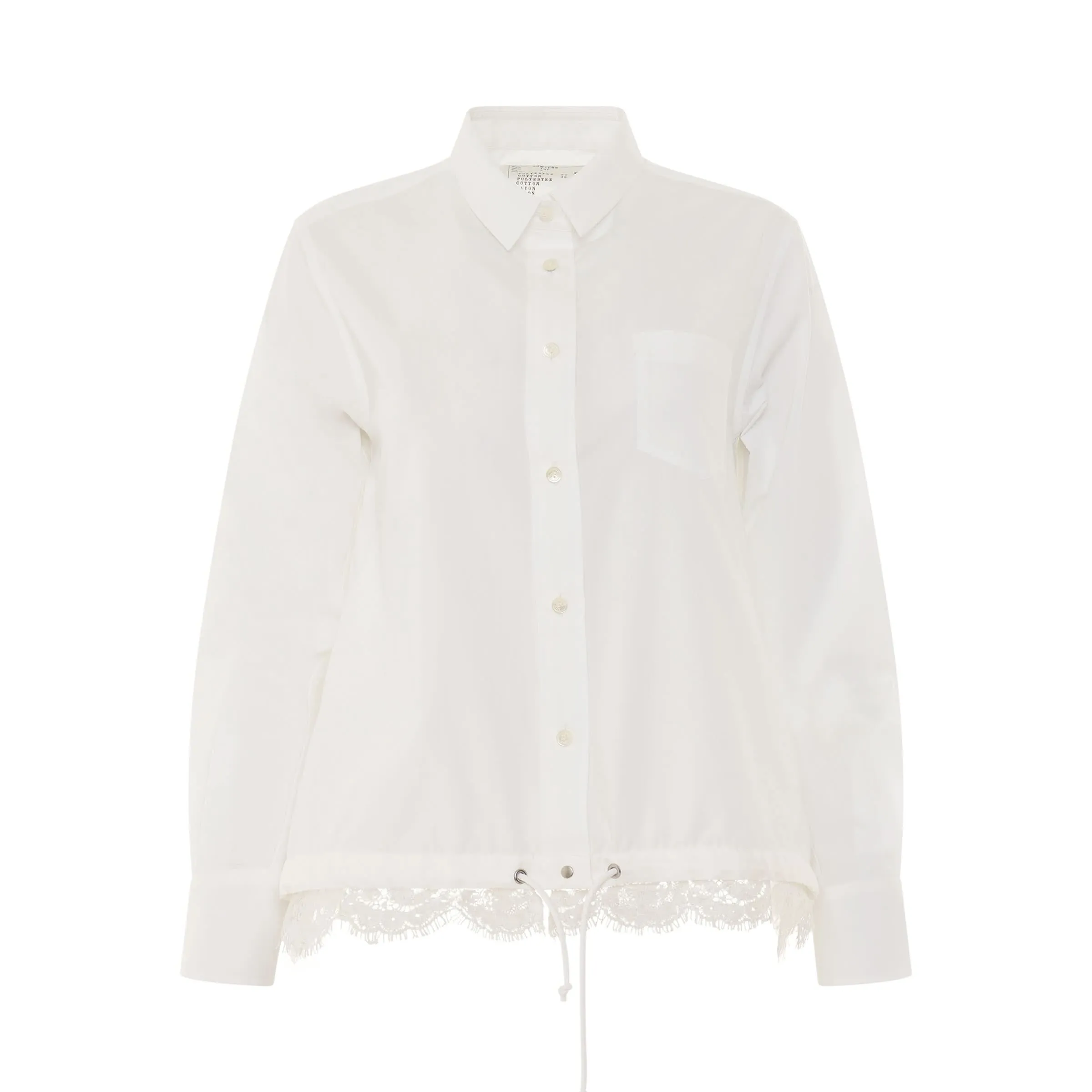 Classic Shirt with Drawstring and Lace in White