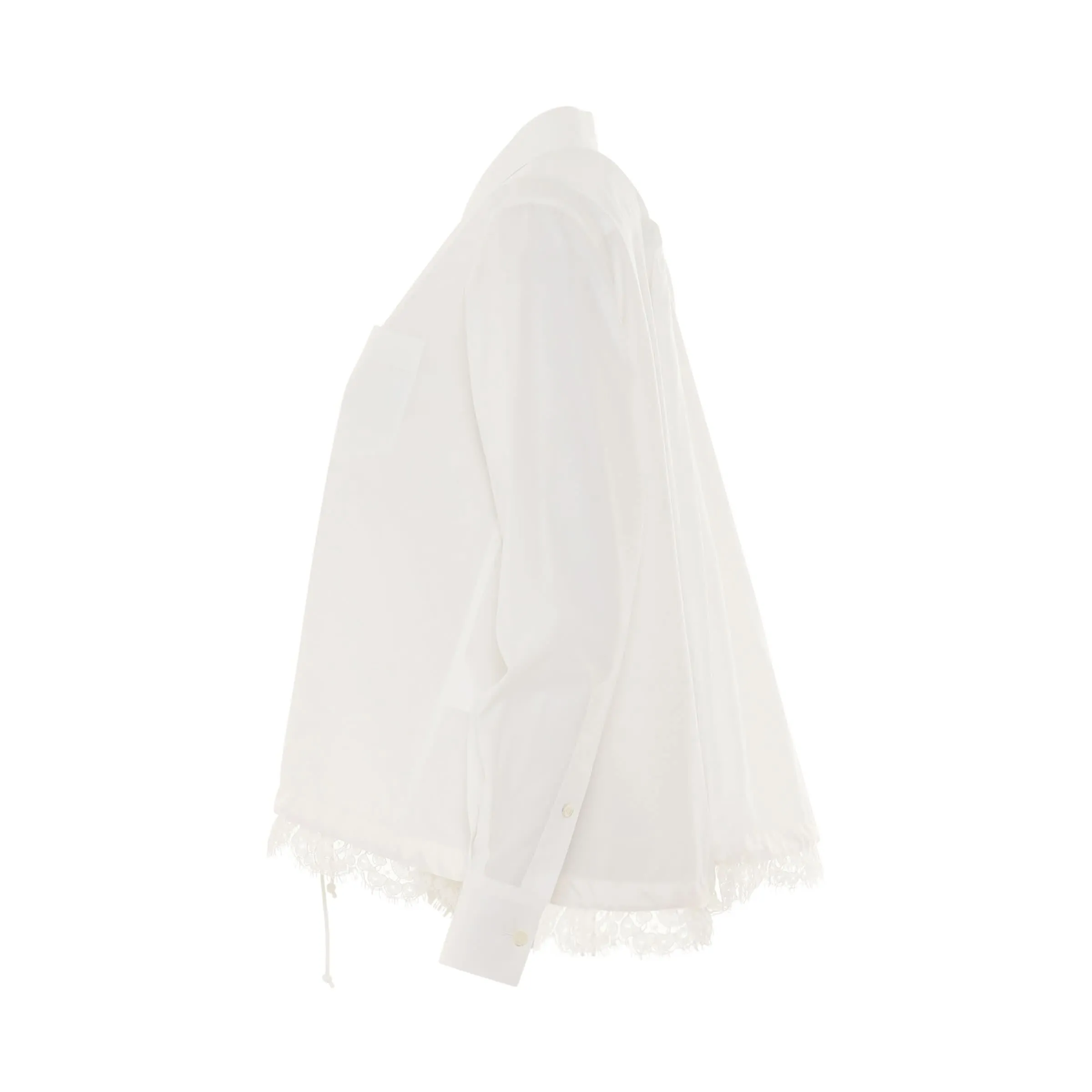 Classic Shirt with Drawstring and Lace in White