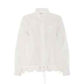 Classic Shirt with Drawstring and Lace in White