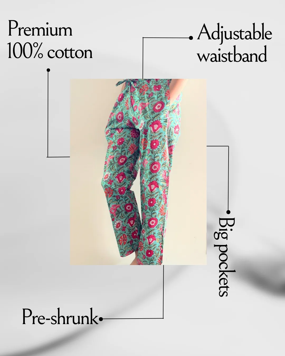 Cotton Pajama Pants Women - Tropical Bloom