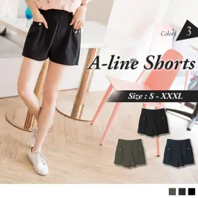 ELASTIC WAIST A-LINE SHORTS