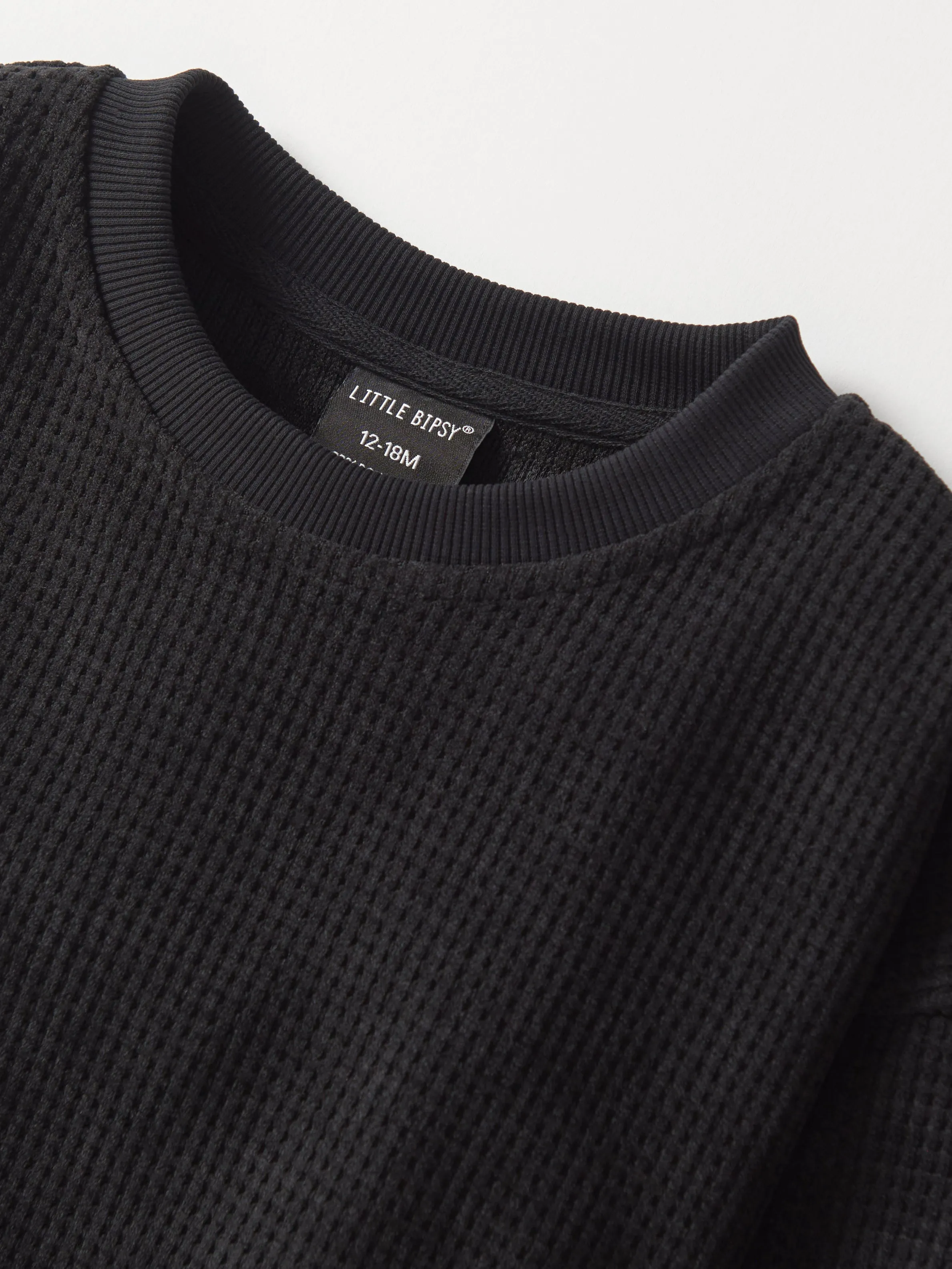 Elevated Waffle Crewneck - Black