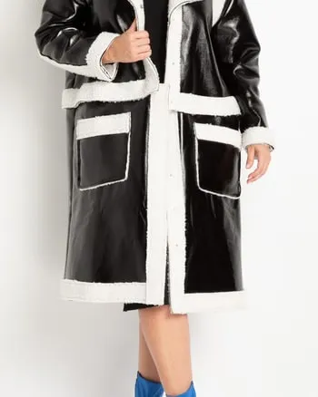 Freya Convertible Sherpa Coat | Black And Cream