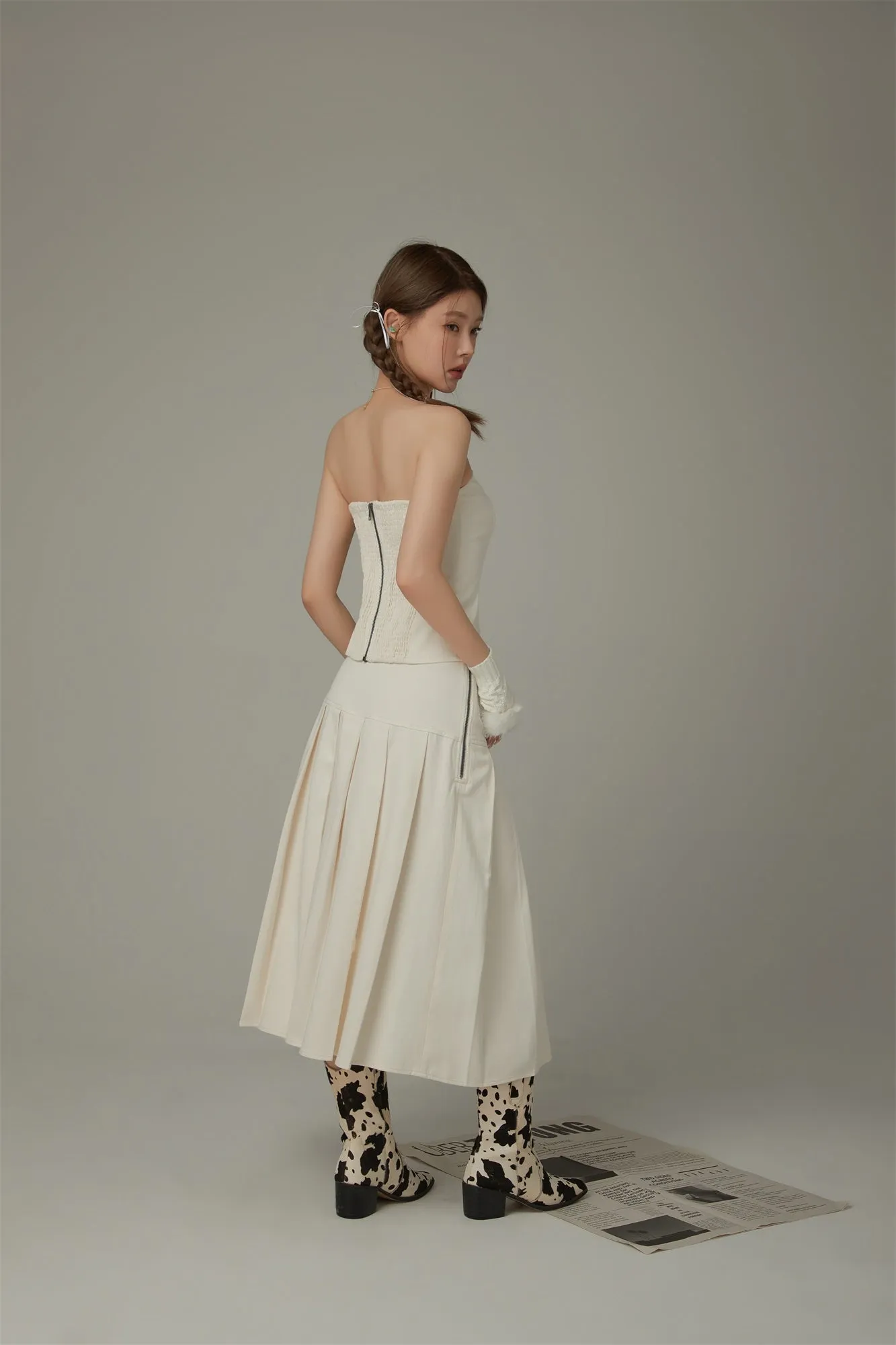 Heart Pleated Long Skirt