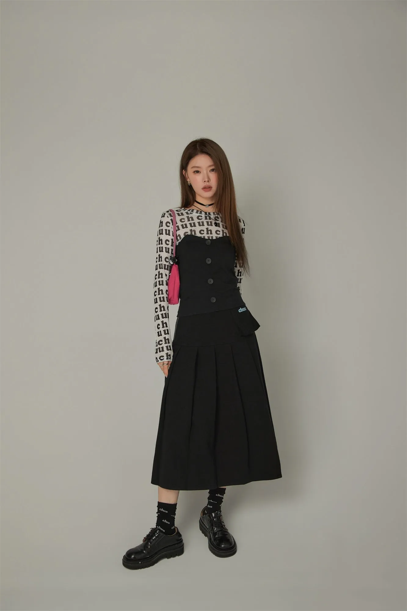 Heart Pleated Long Skirt