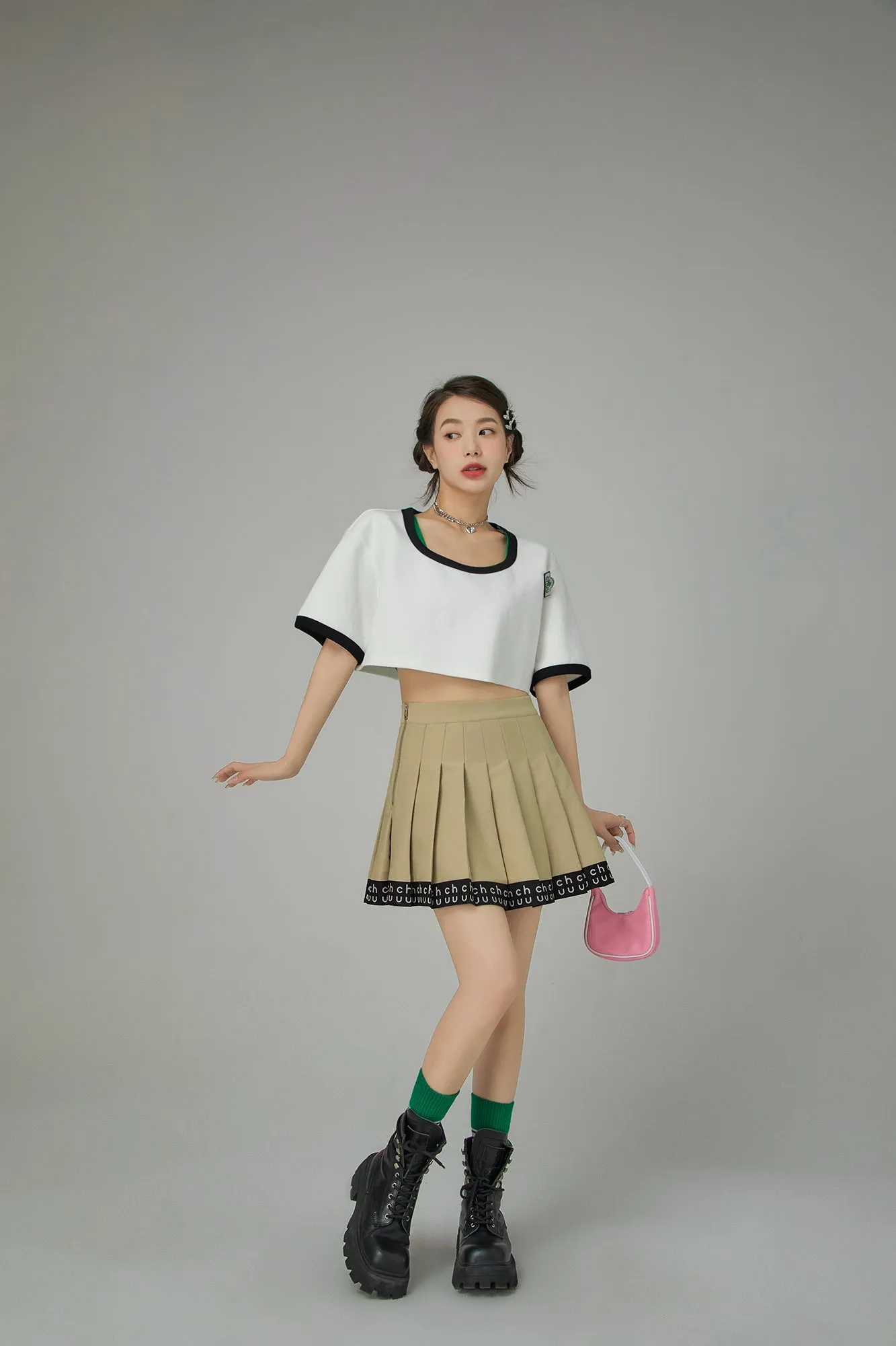 Hem Band Mini Tennis Pleated Skirt