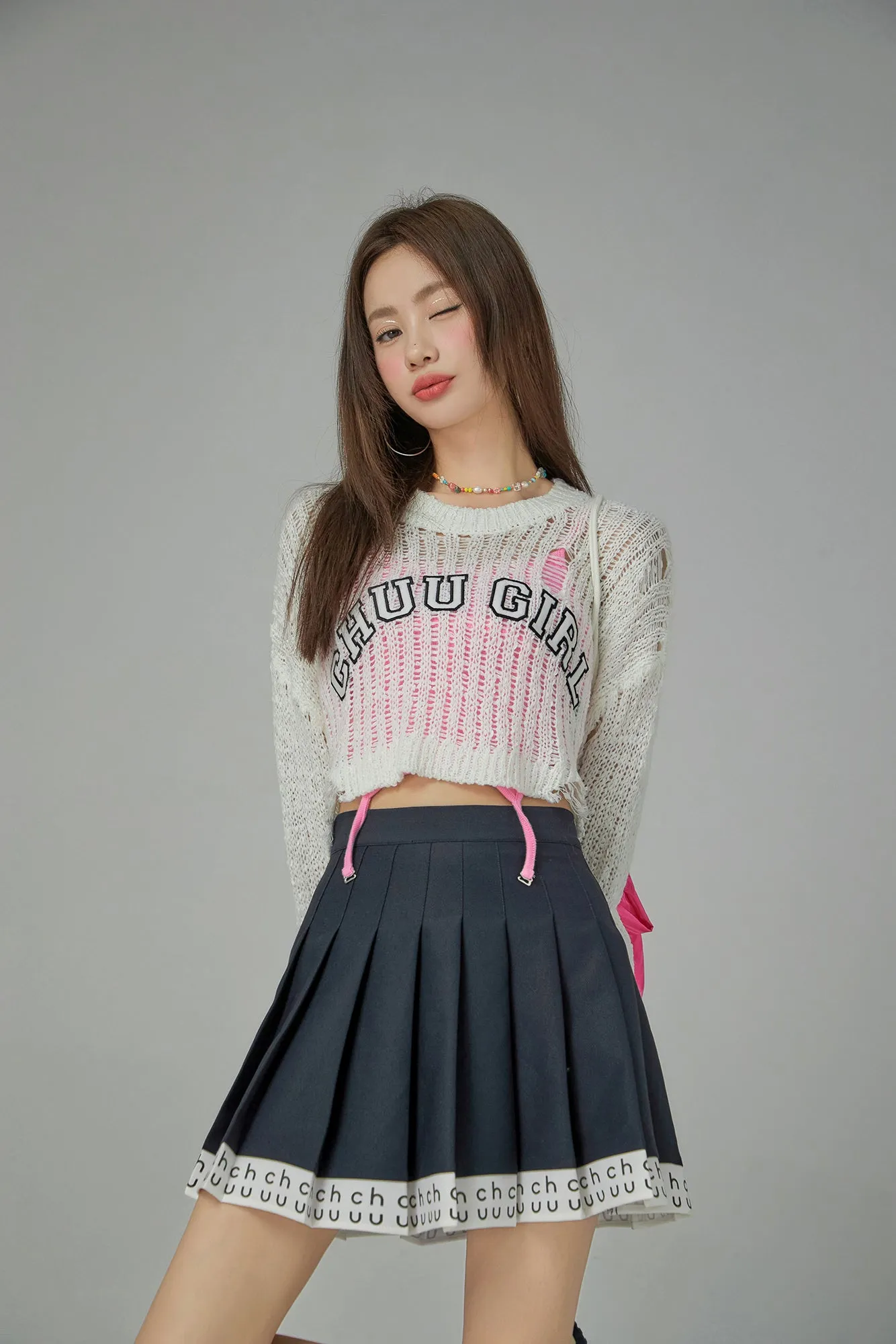 Hem Band Mini Tennis Pleated Skirt