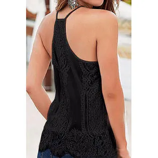 Ketty More Women Deep Neck Decorated Lace Thin Straps Top-KMWSB893