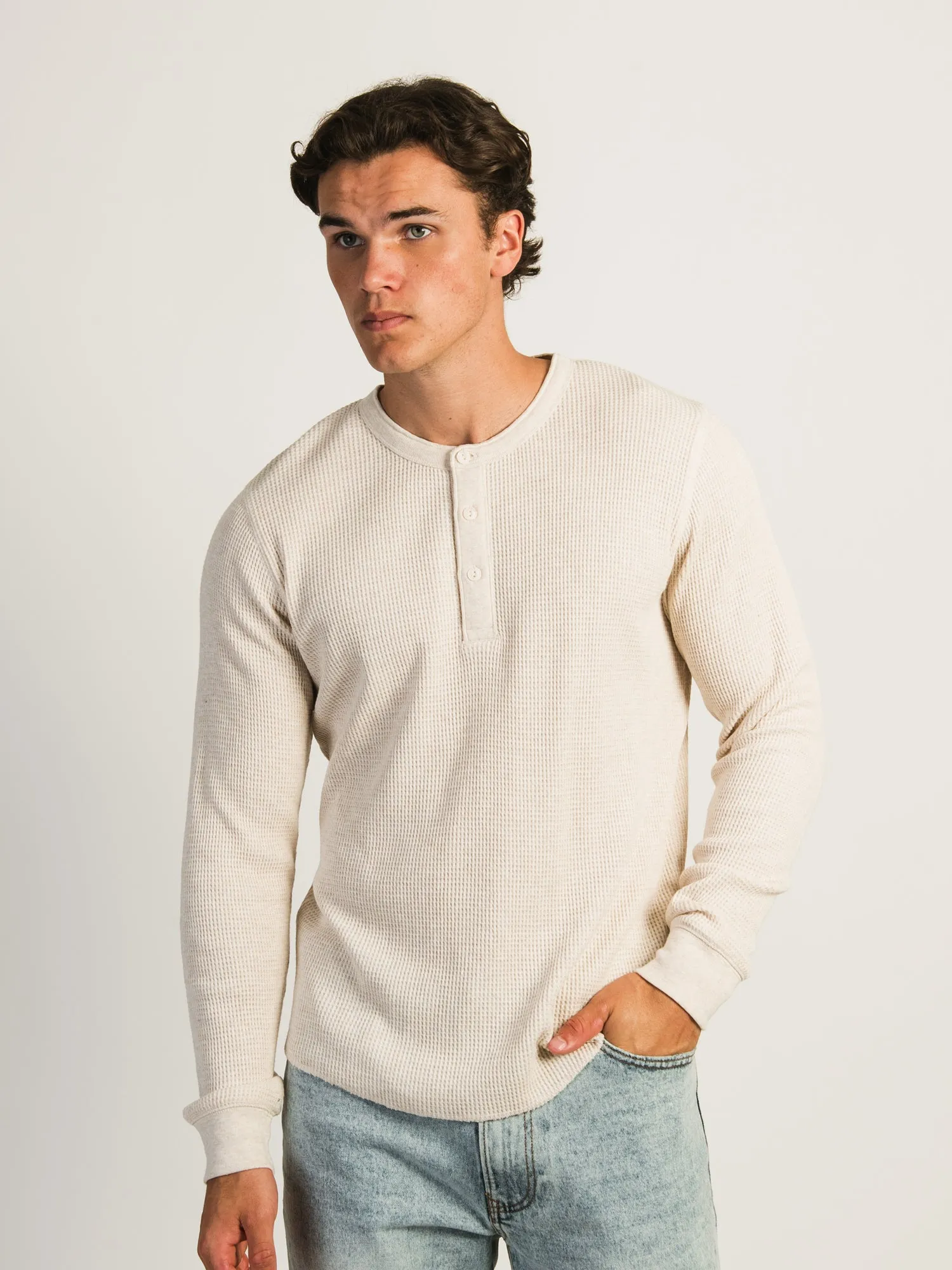 KOLBY WAFFLE HENLEY - OATMEAL