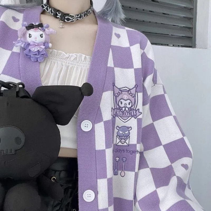 Kuromi Buttoned Purple Cardigan