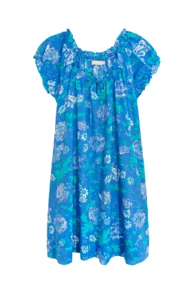 La Cera Drawstring Neckline Floral Chemise