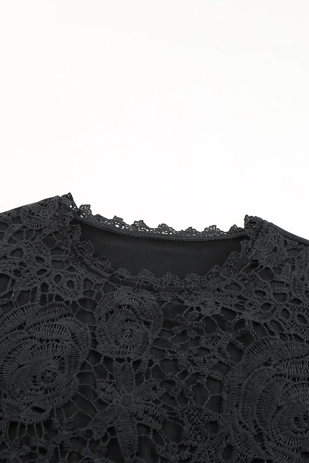 Lace Short Sleeve Summer Black Top for Women