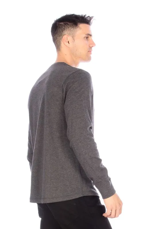 LONG SLEEVE HENLEY CHARCOAL