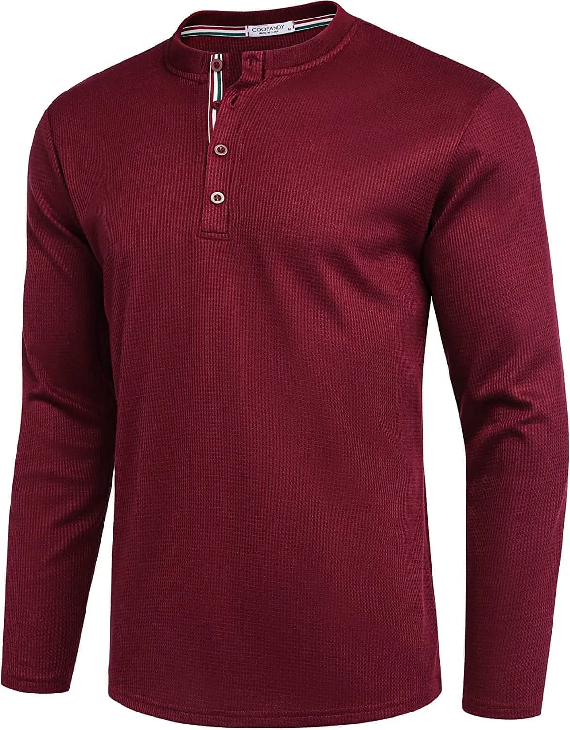 Long Sleeve Waffle Henley Shirts (US Only)