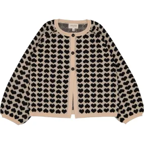 Louis Louise Gulsah Knitted Wool Blend Heart Cardigan - Black/Beige