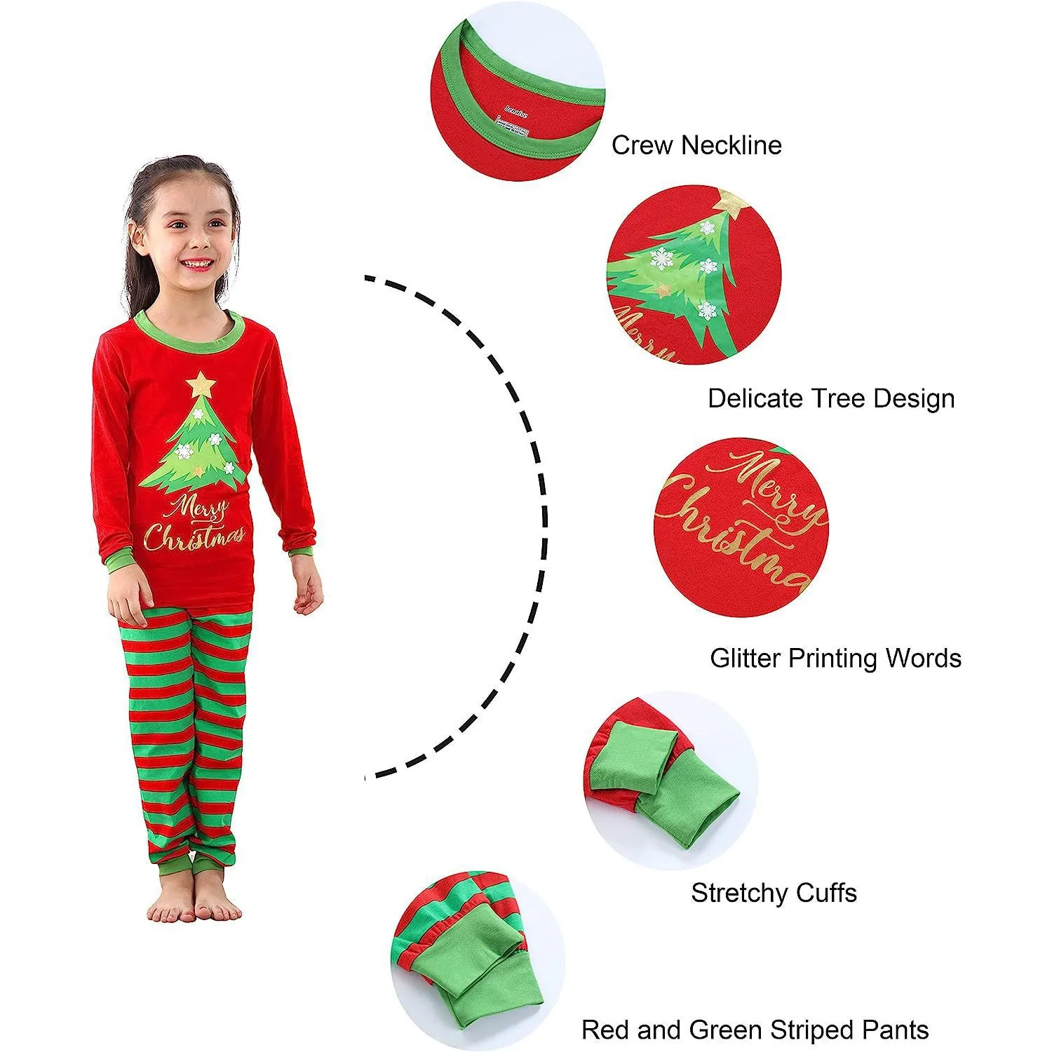 Matching Family Pajamas Set Striped Christmas Pajamas Sleepwear Dad Mom PJs