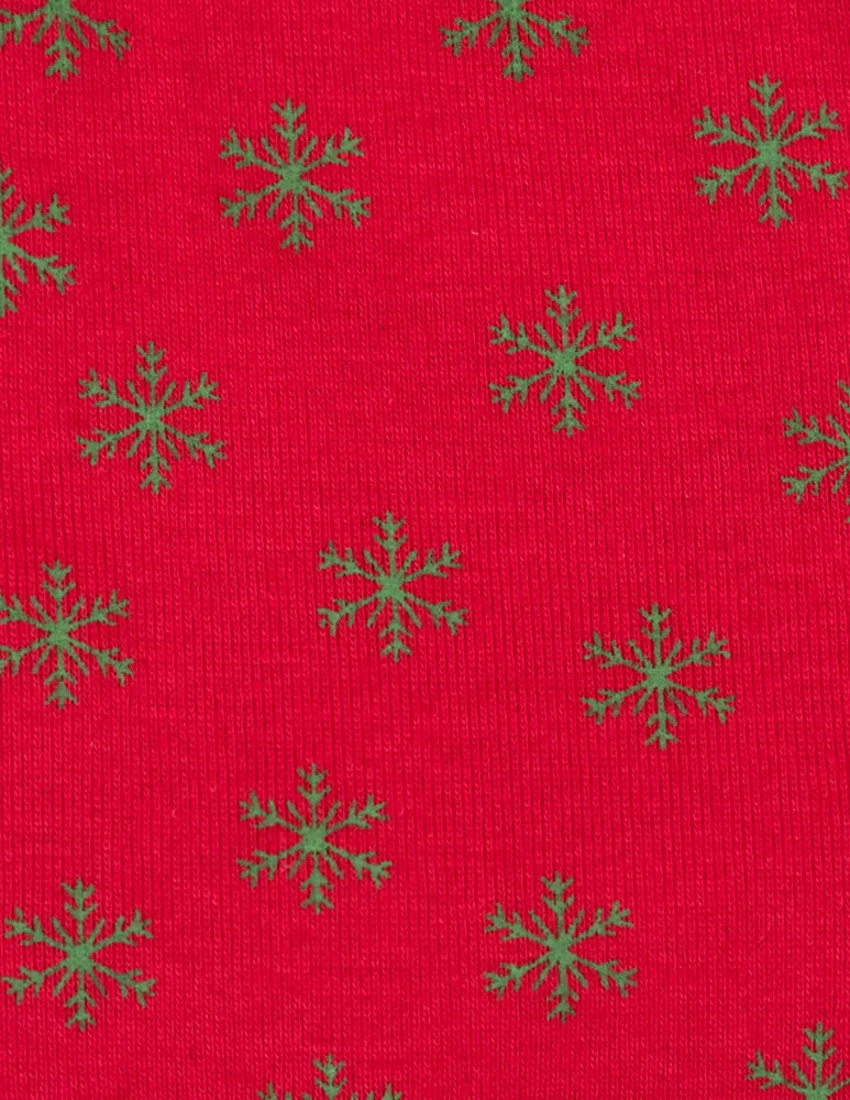 Mens Red & Green Snowflake Cotton Pajamas