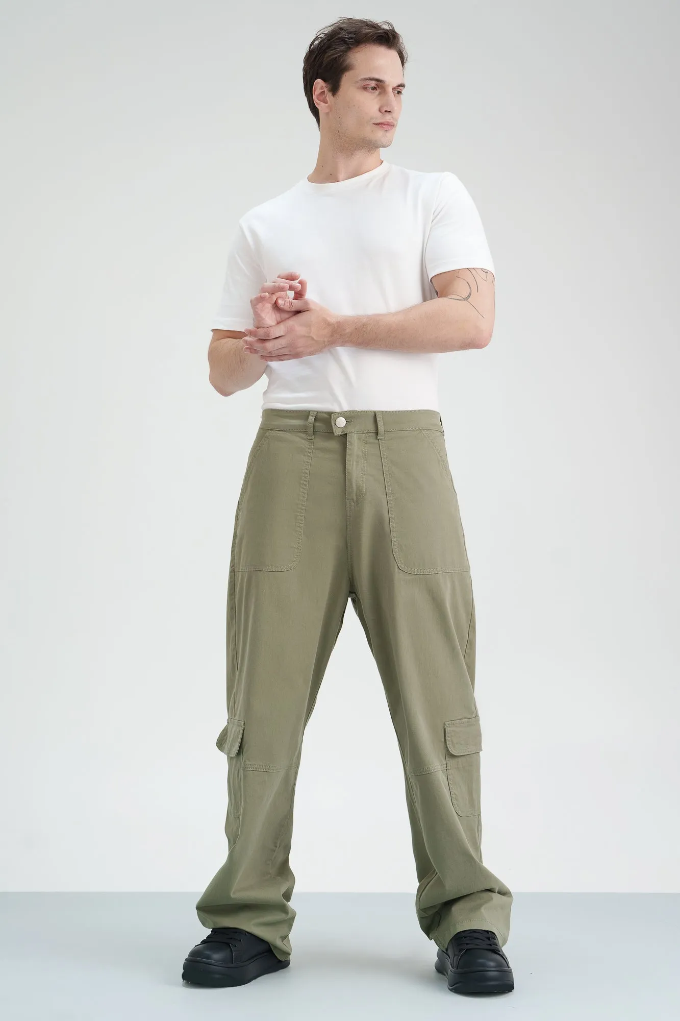 Olive Stone Men's Straight Fit Cargo