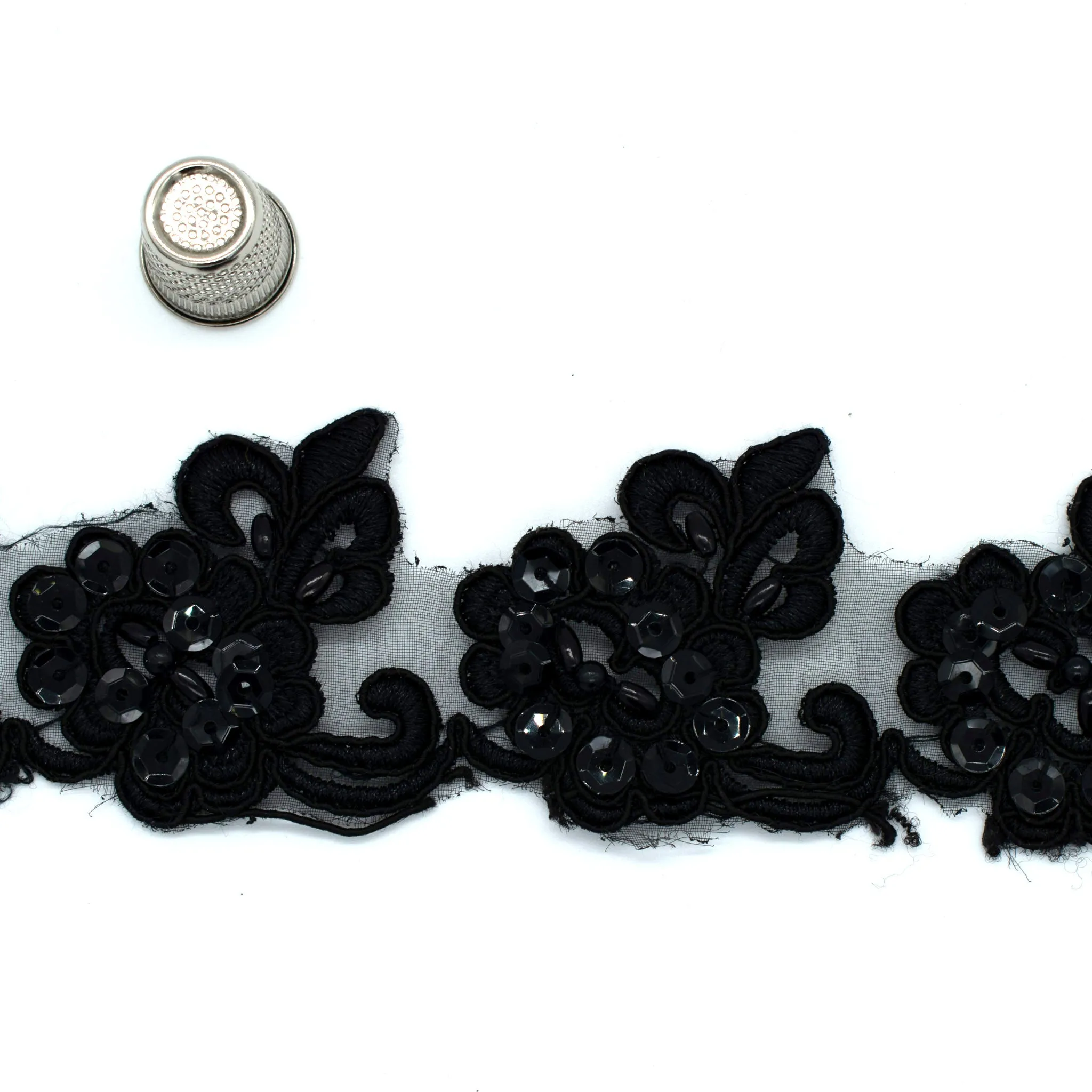 Pearl Sequin Floral Lace Trim