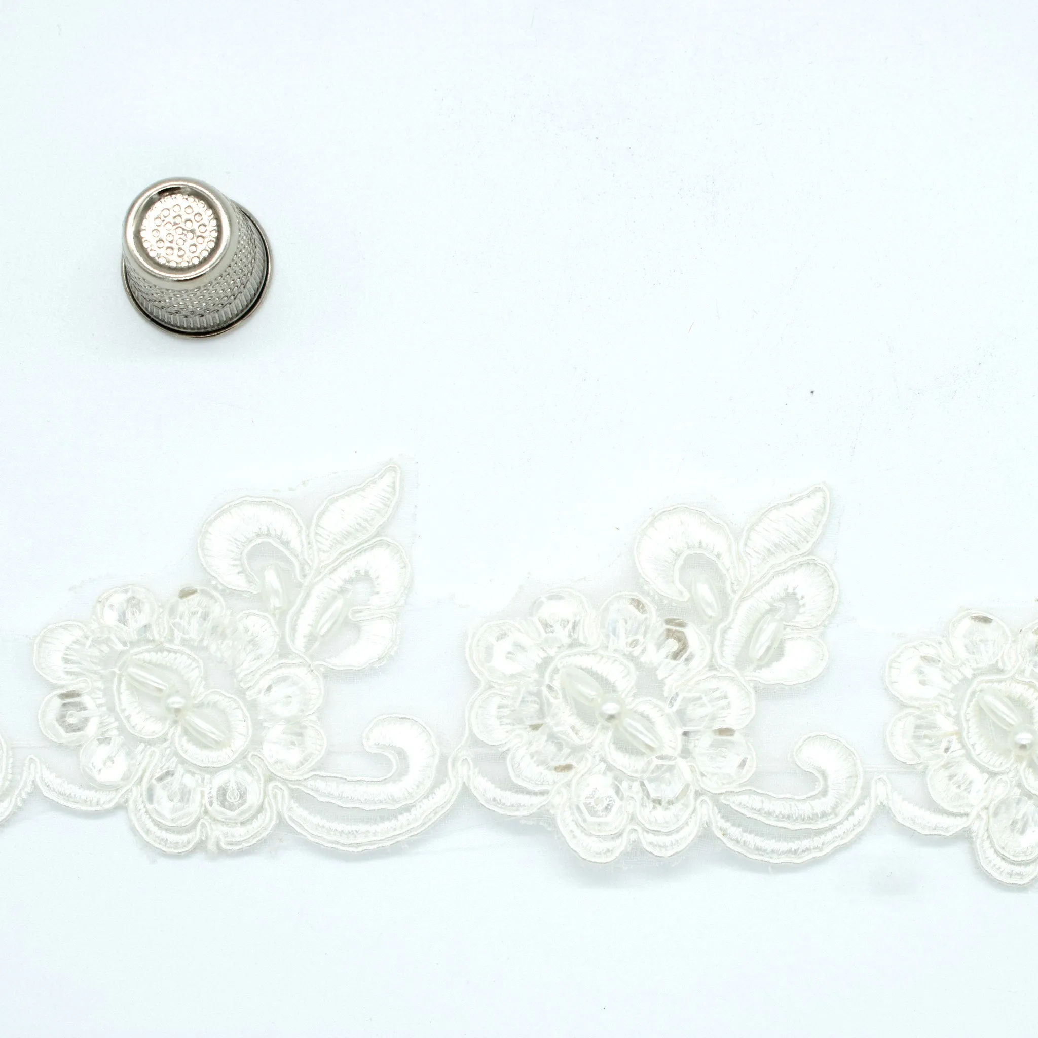 Pearl Sequin Floral Lace Trim