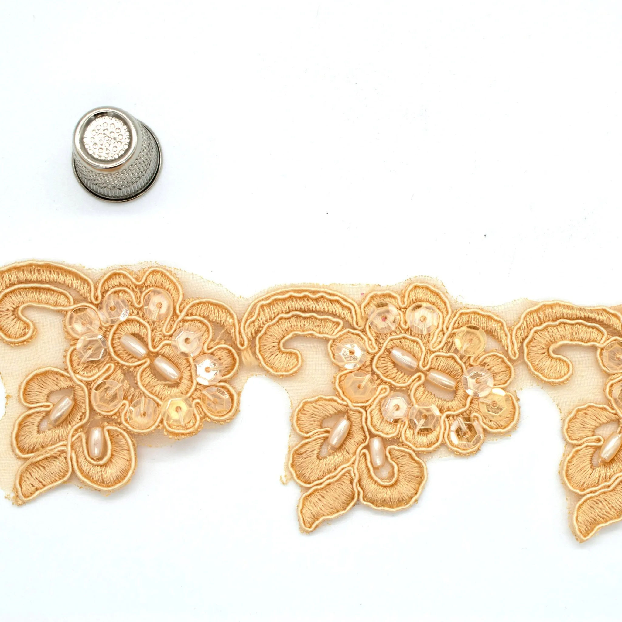 Pearl Sequin Floral Lace Trim