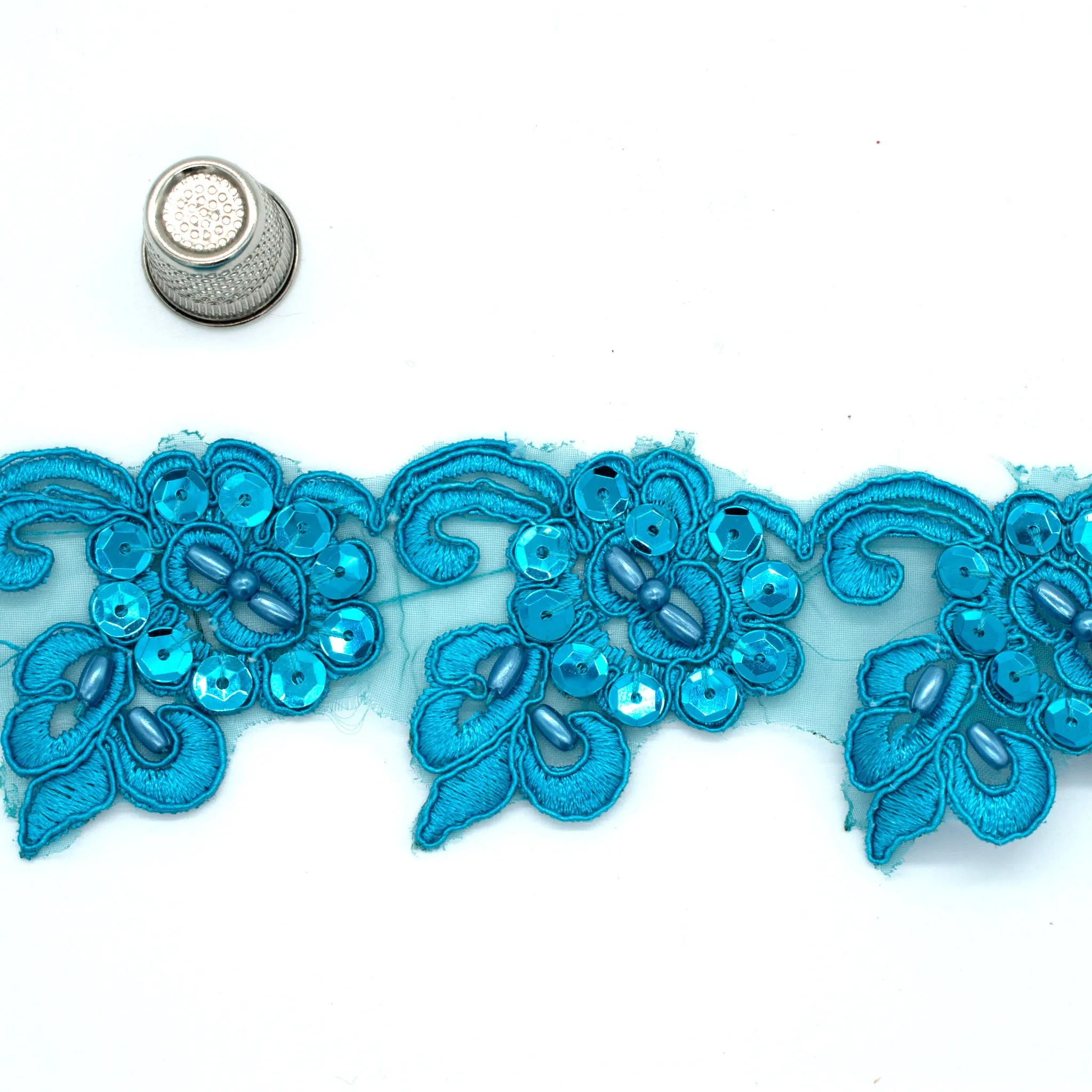 Pearl Sequin Floral Lace Trim