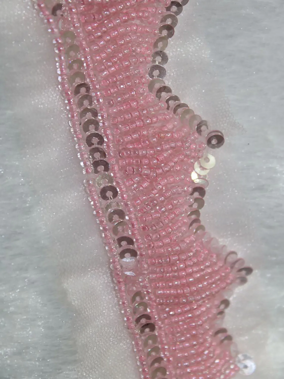 Pink Lace with Exquisite Handwork Embellishments ( Roll OF 9 Meter )