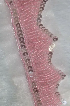 Pink Lace with Exquisite Handwork Embellishments ( Roll OF 9 Meter )