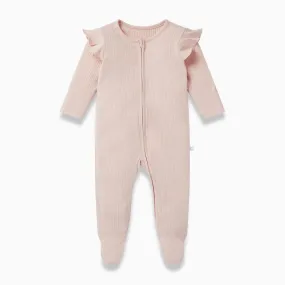 Ribbed Frill Clever Zip Baby Pajamas