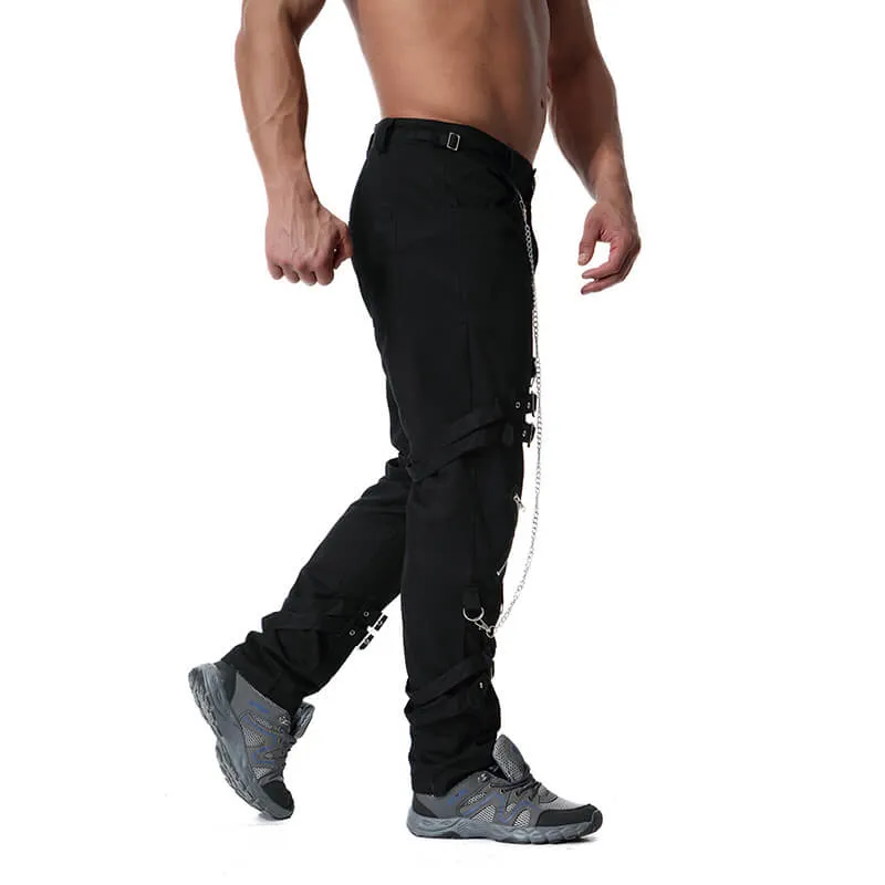 Rock Chain-Embellished Cotton Cargo Pants