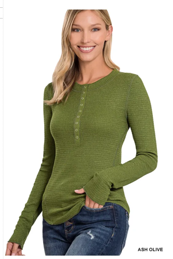 Sara's Steals and Deals WAFFLE SNAP BUTTON SWEATER