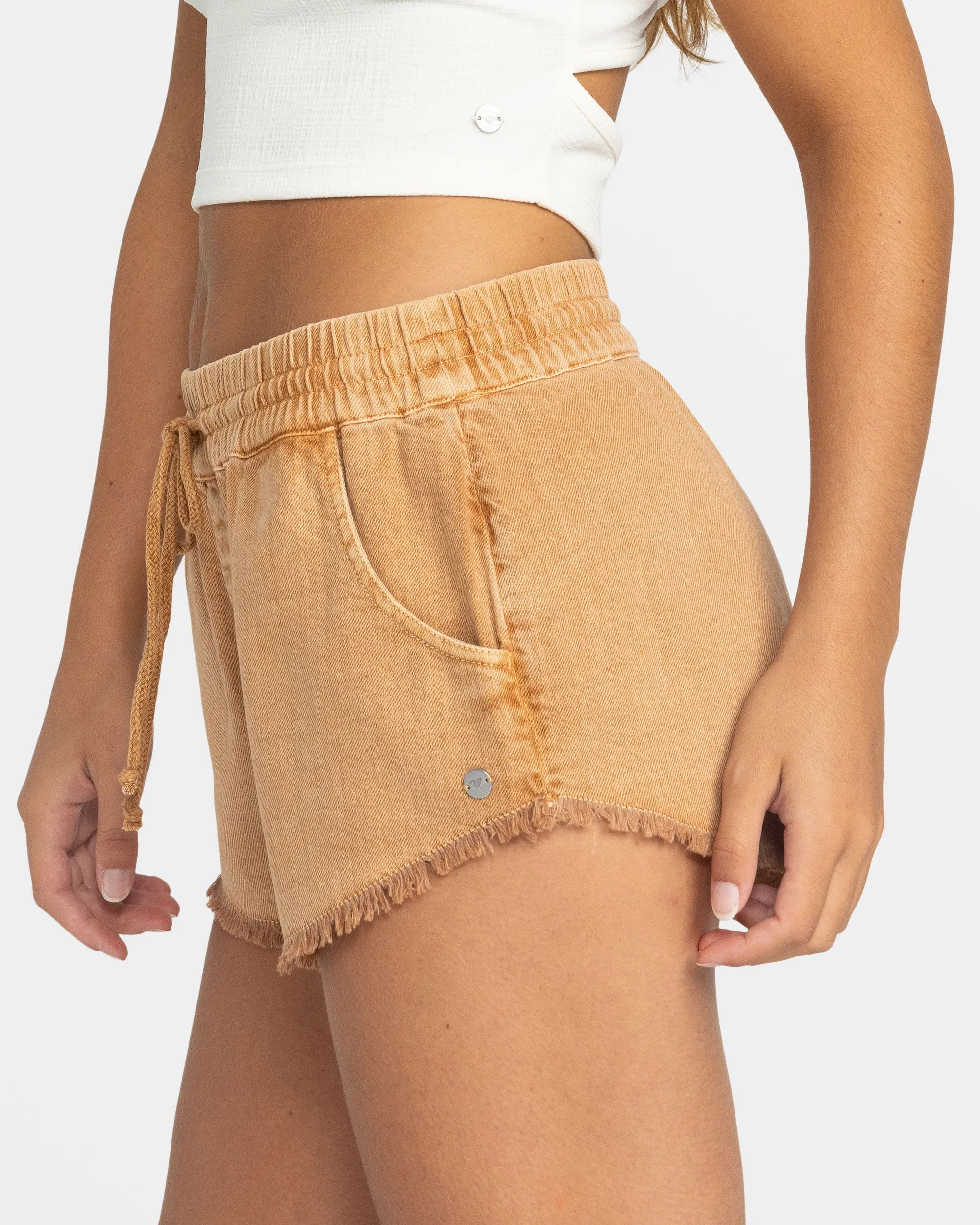 Scenic Route Elastic Waist Shorts - Camel